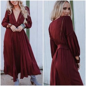 Burgundy Boho Maxi Dress